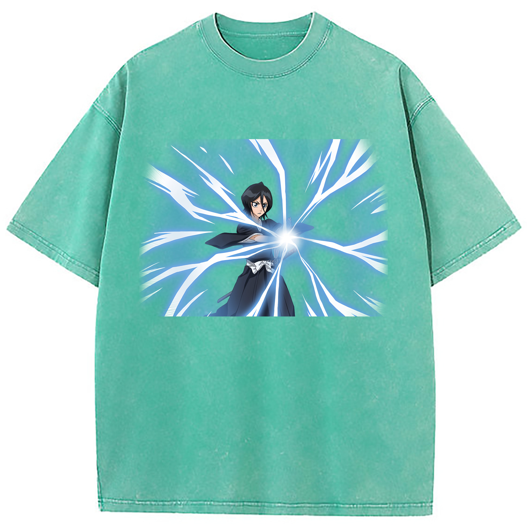 （画像用） ブリーチ 朽木ルキア BLEACH Kuchiki Rukia 綿100% ヴィンテージ風 半袖Tシャツ（フロントプリント）